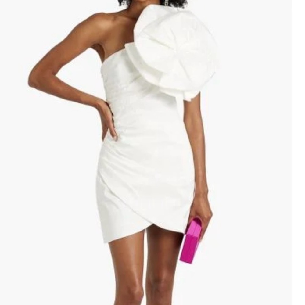 Rachel Gilbert white flower one shoulder dress